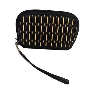 Baskets of Cambodia Woven Structured Cosmetic Make Up Bag Wristlet